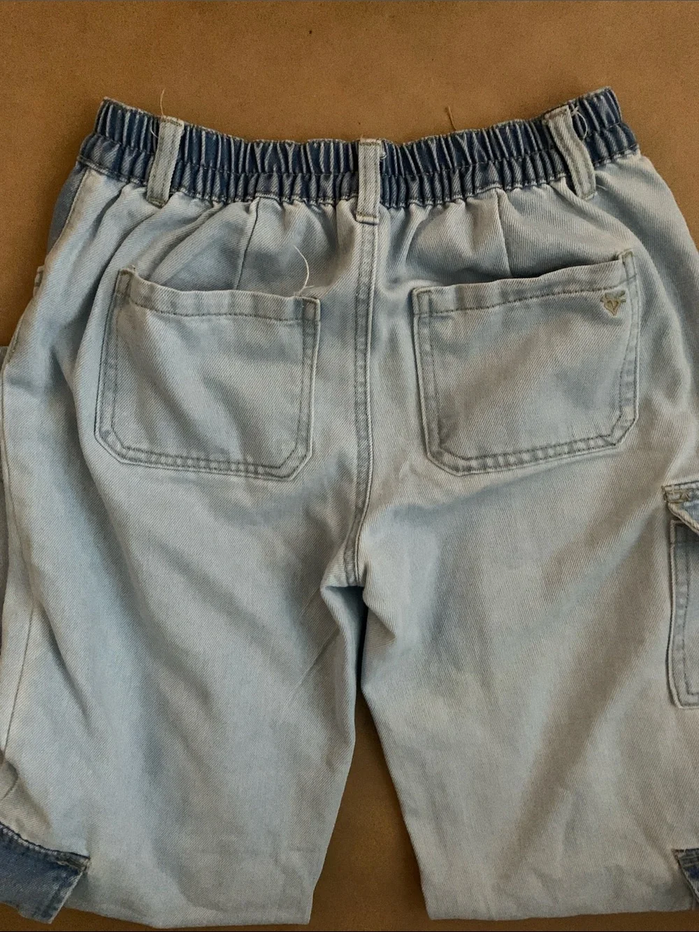 Justice Light Blue Patchwork Cargo Jeans with Darker Blue Accents